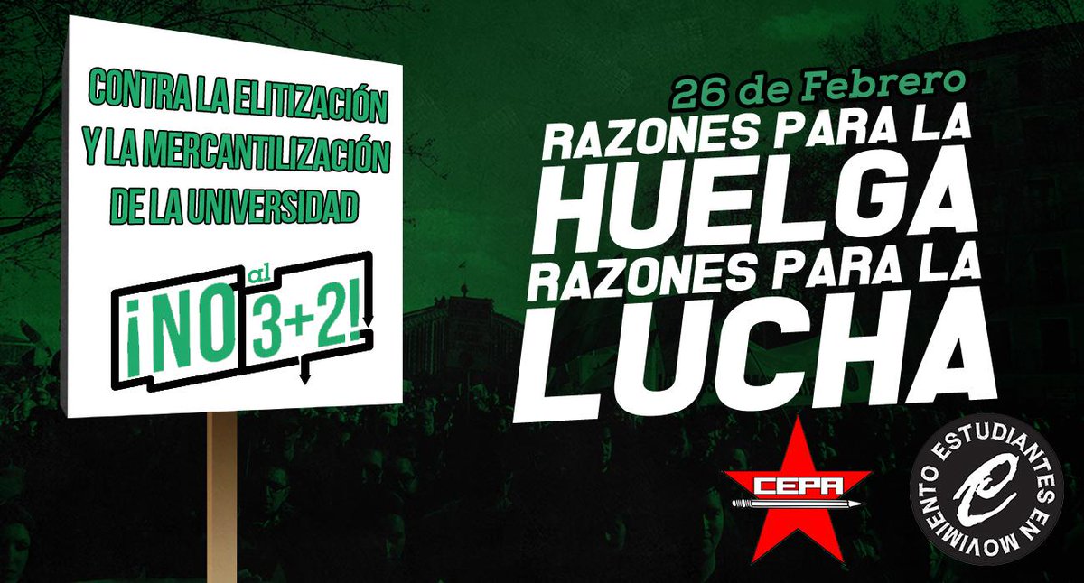 EeMAragon's tweet photo. El 3+2 supone un encarecimiento de los estudios universitarios #RazonesHuelga26F http://t.co/oeB4h58EwB