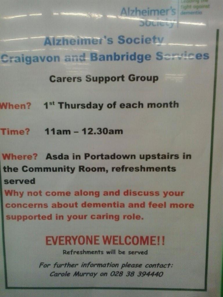 asdaportadown's tweet image. @alzheimerssoc please come for a wee relaxing chat #carers of Alzheimer's #asdaclc