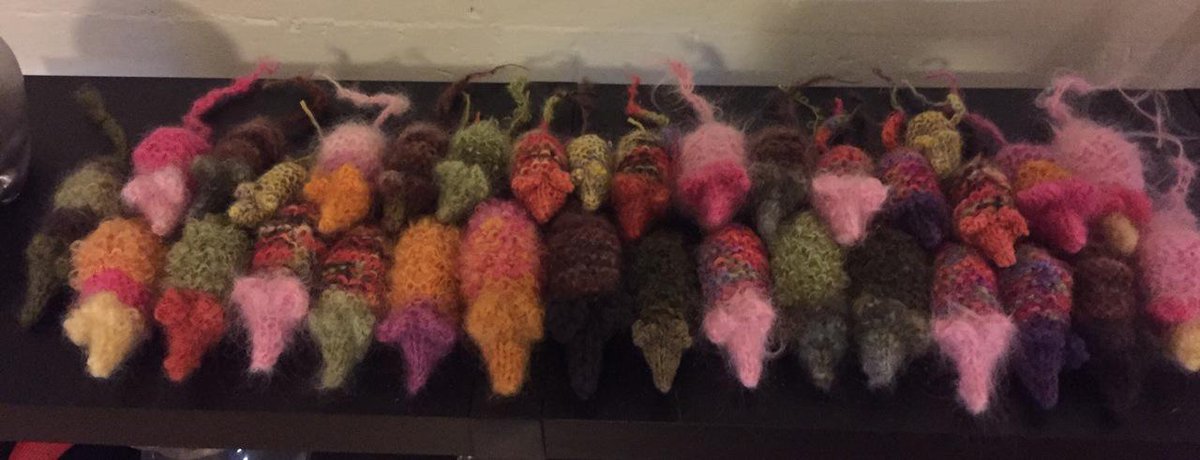 WuvLuv8's tweet image. Buffy might go crazy with all these knitted catnip mice around. #kittychic #cats