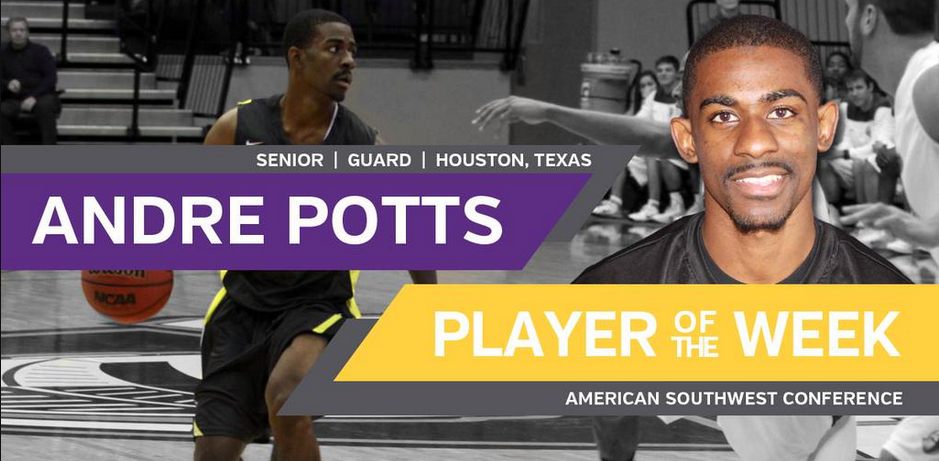Congrats to Andre Potts, who was named ASC Men’s Basketball Player of the Week for second time this season. #woosh