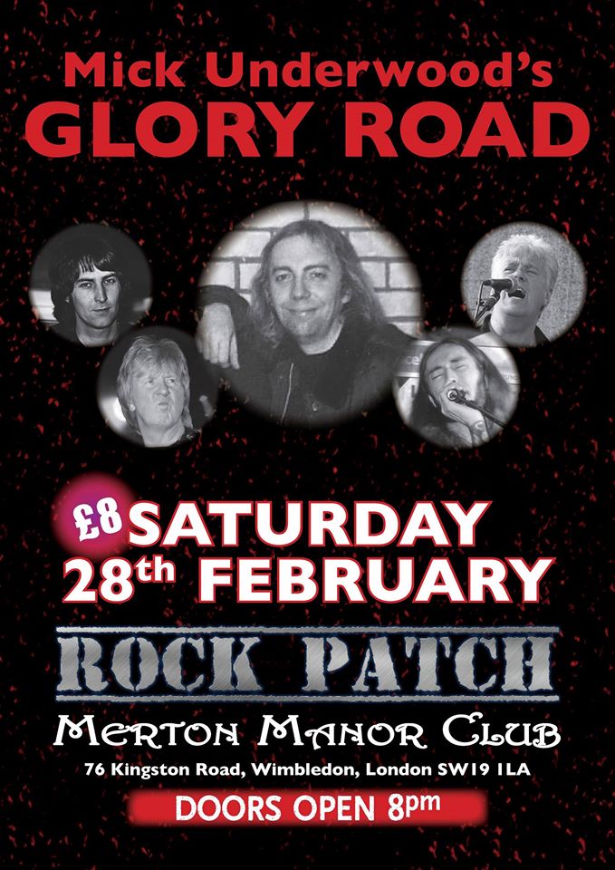 the_rockpatch's tweet image. @the_rockpatch Sat 28th Feb Mick Underwood's Glory road return for a rocking night of Gillan, Peace and Quatermass.