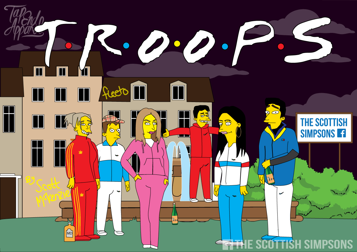 tapendtef's tweet photo. This is what I'd imagine if The Simpsons &amp; Friends did a crossover episode in Scotland. http://t.co/KccxKqlN1w