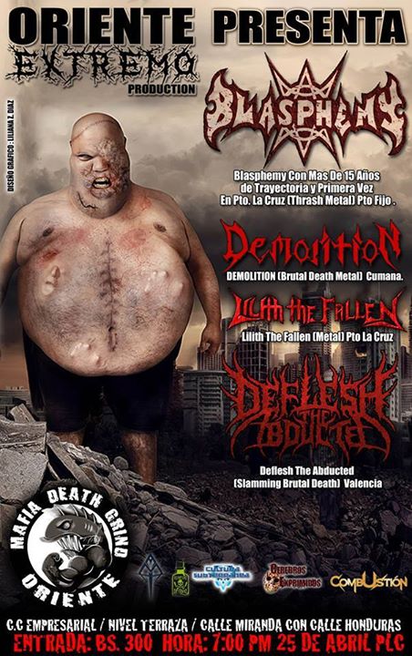 Este 25 de abril en pto la cruz.  junto a las bandas <a href="/Blasphemybanda/">Blasphemy(Vzla)</a>  <a href="/Demolitionvzla/">Demolitionvzla</a>  @deflesftheabducted