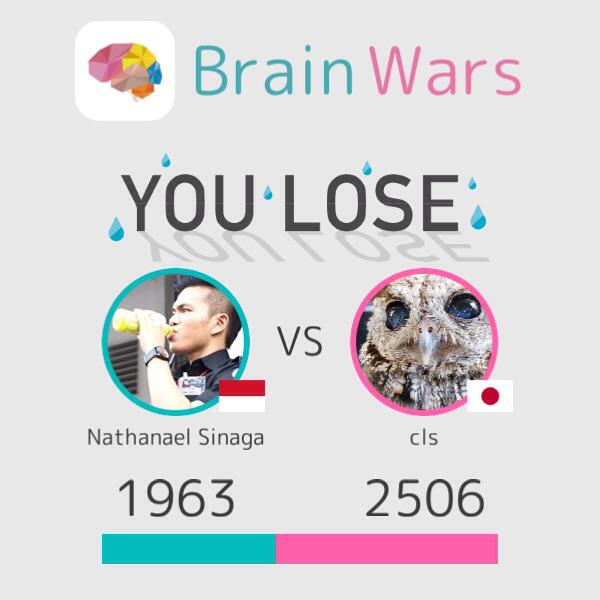 I challenged cls and lost;( Challenge players from around the world! #BrainWars brainwarsapp.com