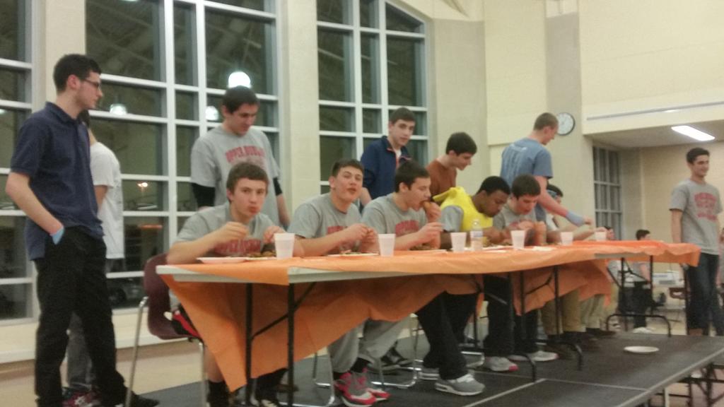 UDCardinalPride's tweet photo. Wing Bowl '15 - Baseball players representing! #proteinload http://t.co/lSmEVU9I9g