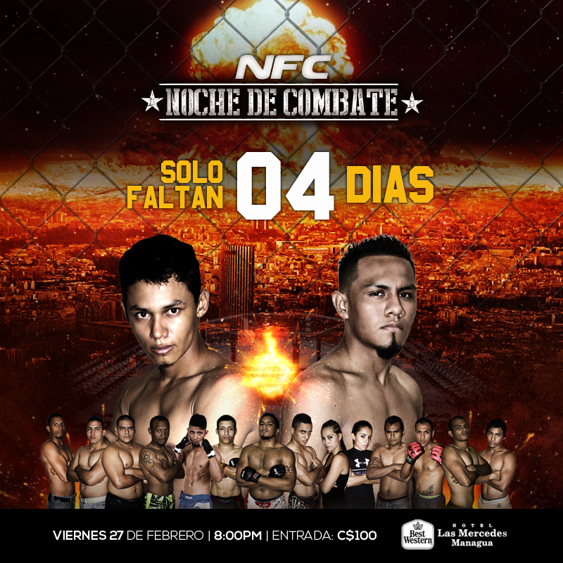NFCMMAni's tweet photo. ¡La cuenta regresiva para #NocheDeCombateNFC ya empezó! 10 peleas explosivas de las mejores #MMANicaragua este 27FEB http://t.co/CKyXvFR1Zk