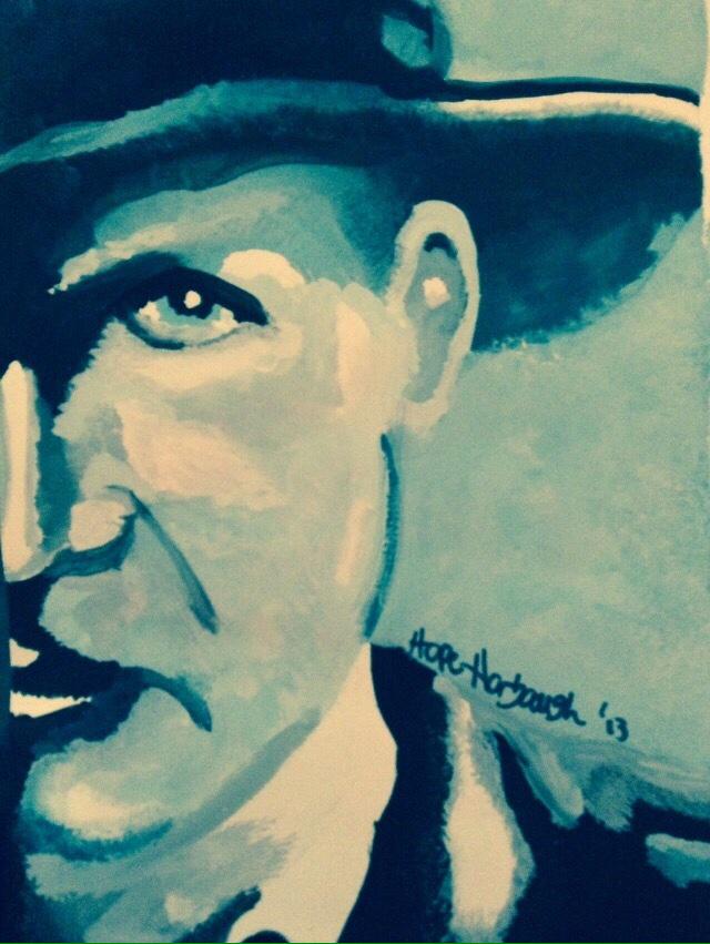 <a href="/Dr_HenryJones/">Indiana Jones</a> Hey Indy!! Check out my #IndianaJones Artwork!!! what do you think? 😄🎨🎬 #MonochromaticBlue #Paint #Art