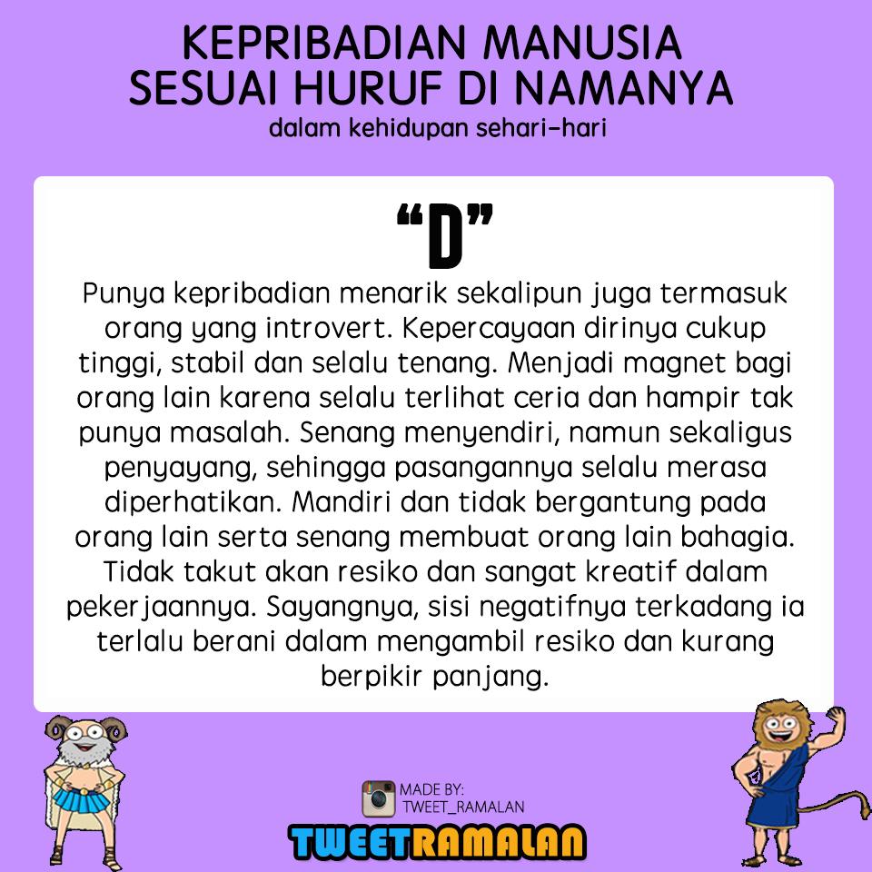 Footballe's tweet photo. <NEW> Kepribadian sesuai huruf di nama:

Follow instagram “Tweet_RAMALAN", banyak ramalan, fakta zodiak, dll. http://t.co/M6USSM2L1h
