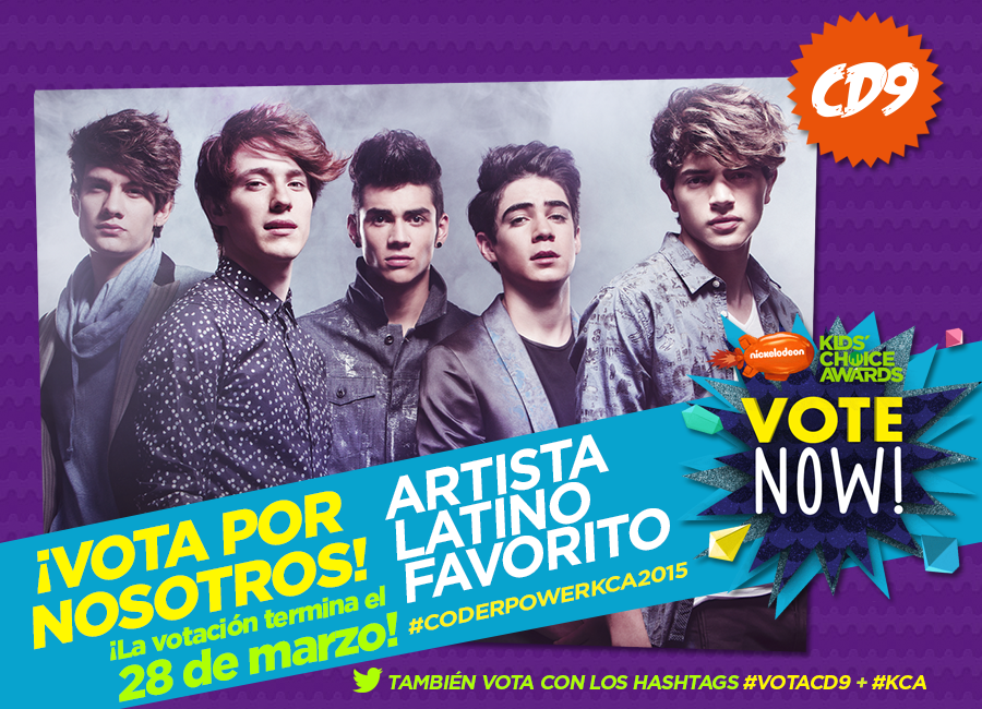 CD9's tweet image. ¡Estamos nominados! Vota acá ➡️ bit.ly/CD9KCA15 ó con los hashtags #VotaCD9 ➕ #KCA @MundonickLA @NickelodeonTV