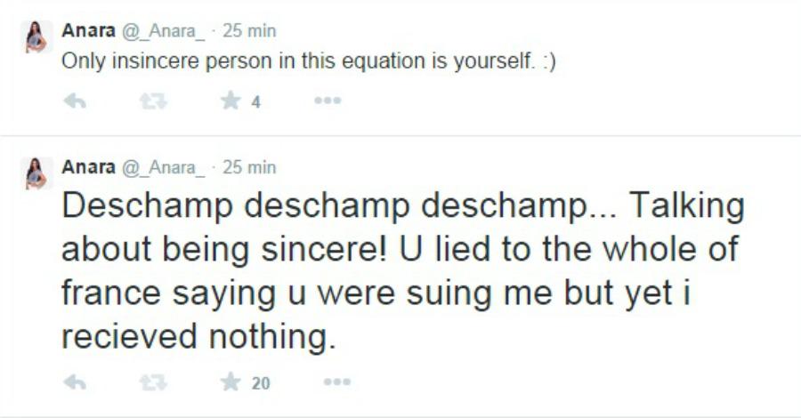 B m2sJTW8AAm9UO Samir Nasris girlfriend slams Frances Deschamps for calling the Man City man insincere [Tweets]