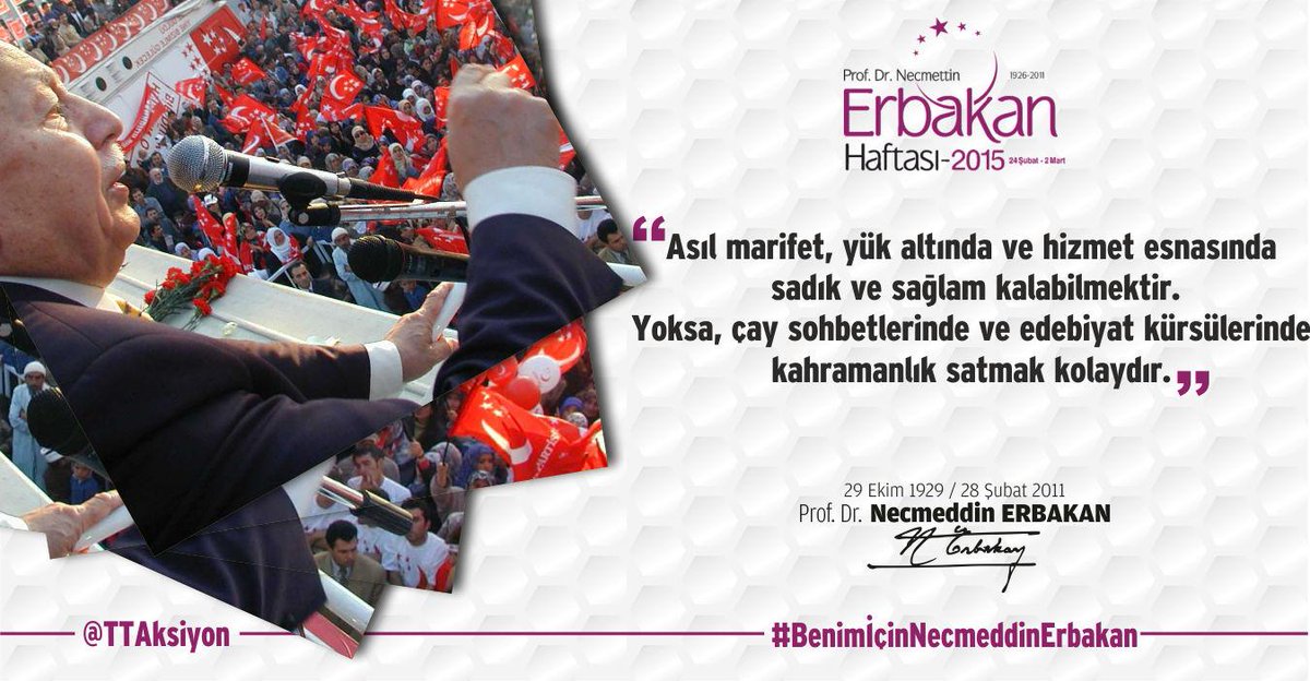 T_Karamollaoglu's tweet photo. "Asıl marifet, yük ve hizmet esnasında sadık ve sağlam kalabilmektir."

#BenimİçinNecmeddinErbakan http://t.co/nKfTl8GCQc