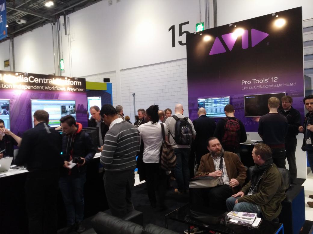 A VERY busy <a href="/Avid/">Avid</a> stand. We've just been talking <a href="/AvidProTools/">Avid Pro Tools</a> 12 and #ProTools First with Avid's Dave Tyler #BVE15