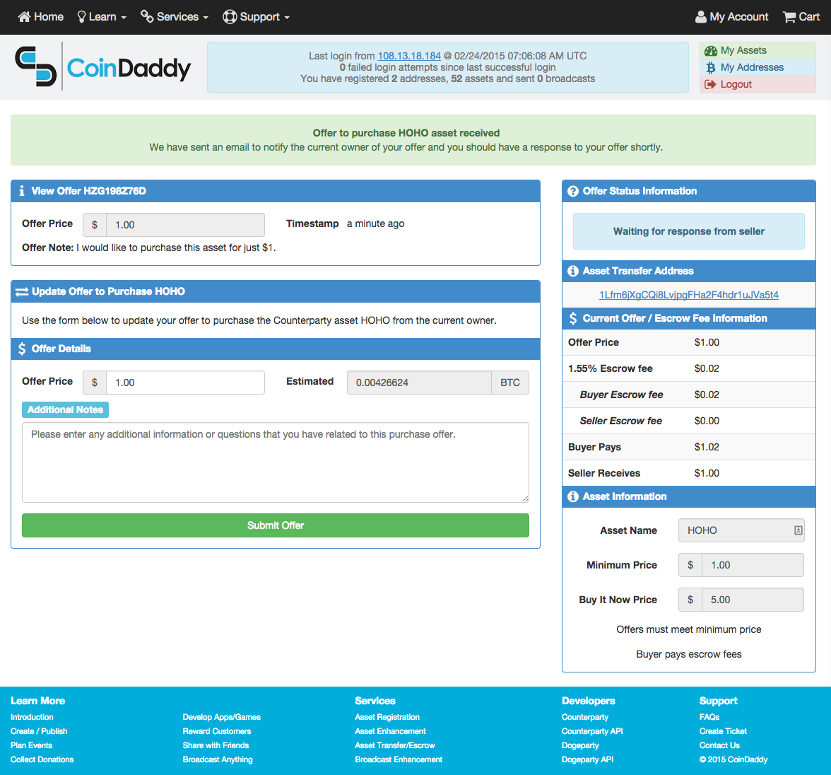 coin_daddy's tweet photo. Asset Transfer/Escrow service - buy/sell assets - March 1st on coindaddy.io #CoinDaddy #Counterparty #Dogeparty http://t.co/aDqrSGwoz1