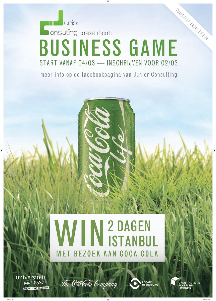 JnrConsulting's tweet photo. Nog 8 dagen tot de start van onze Business Game i.s.m. @CocaColaCo !
Inschrijven &amp; info via https://t.co/QIaRm1IajM http://t.co/HHbBDR660o