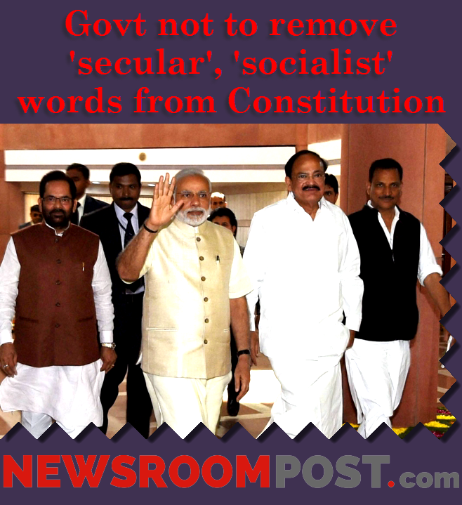 NewsroomPostCom's tweet photo. #PreambleRow
Govt not to remove 'secular', 'socialist' words from Constitution http://t.co/EXI1tvcefM http://t.co/Sg29zXtiQ6