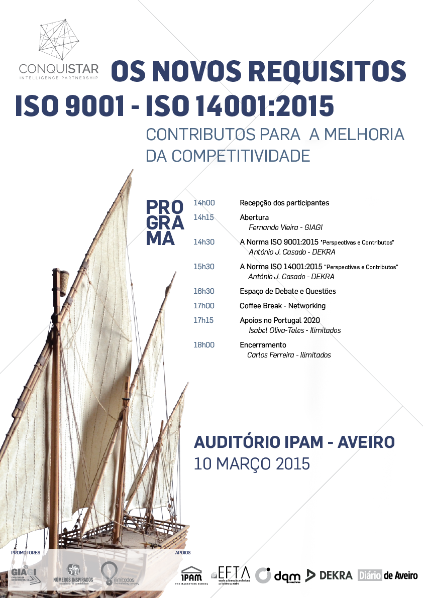 Conquistar2020's tweet photo. SEMINÁRIO: OS NOVOS REQUISITOS ISO 9001 ISO 14001:2015 #seminário #ipamaveiro #regiaocentro #portugal2020 #conquistar http://t.co/a3H4fvfLIu