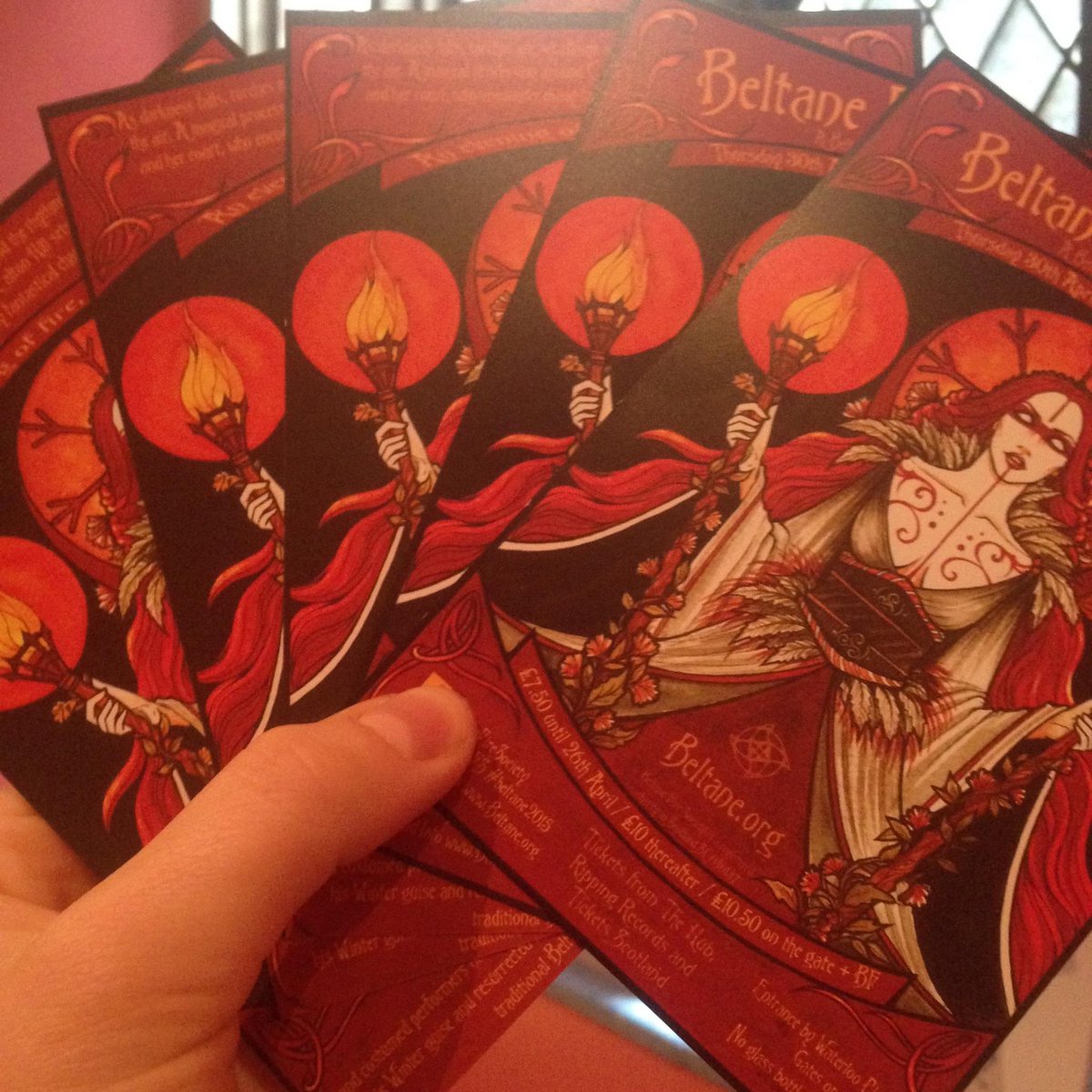 Beautiful flyers for <a href="/beltanefs/">Beltane Fire Society</a> Fire Festival - 30th April - £8 a ticket until 26th April, grab one whist you can!
