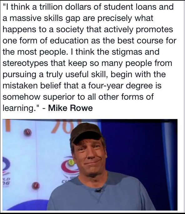 tririverscc's tweet image. We salute Mike Rowe—champion for career tech and finding the best path for your success! facebook.com/TheRealMikeRowe