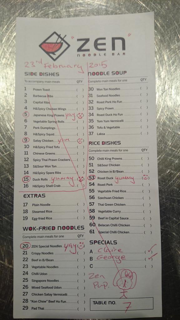 Yesterday our customers, Claire and George dine@Zen_Bury. They left us quite a piece of work. Thank you very much.