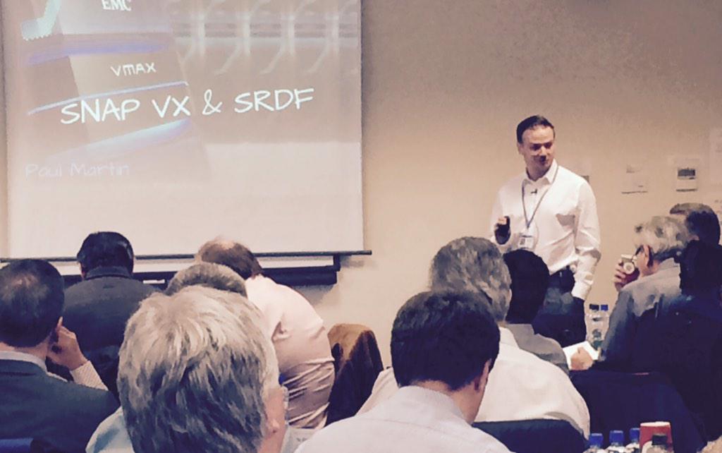 gsgreener's tweet photo. Oh snap! @rawstorage presents to a full house in Cork on #EMCVMAX SnapVX and SRDF. http://t.co/5YRitjsLQu