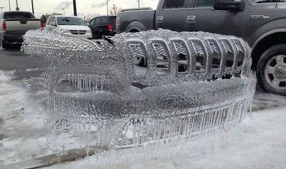 goodyear_uk's tweet photo. How cool is this ice sculpture of a car's grille! Do you have any amazing pics to share of your car in the winter? http://t.co/XR7YKiSCYx
