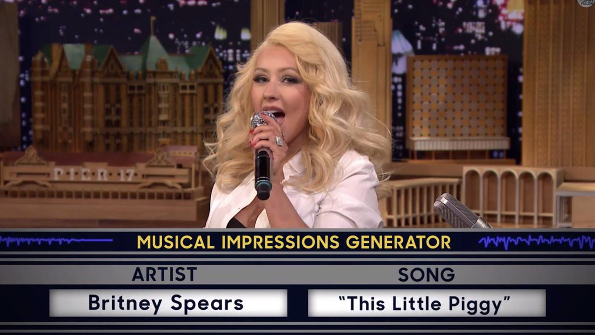 erincarpenter89's tweet photo. Well this just made my morning. MT “@THR: Watch Xtina Impersonate Britney Spears, Cher http://t.co/UDMhBfH68T http://t.co/JjQTjLbvaR”