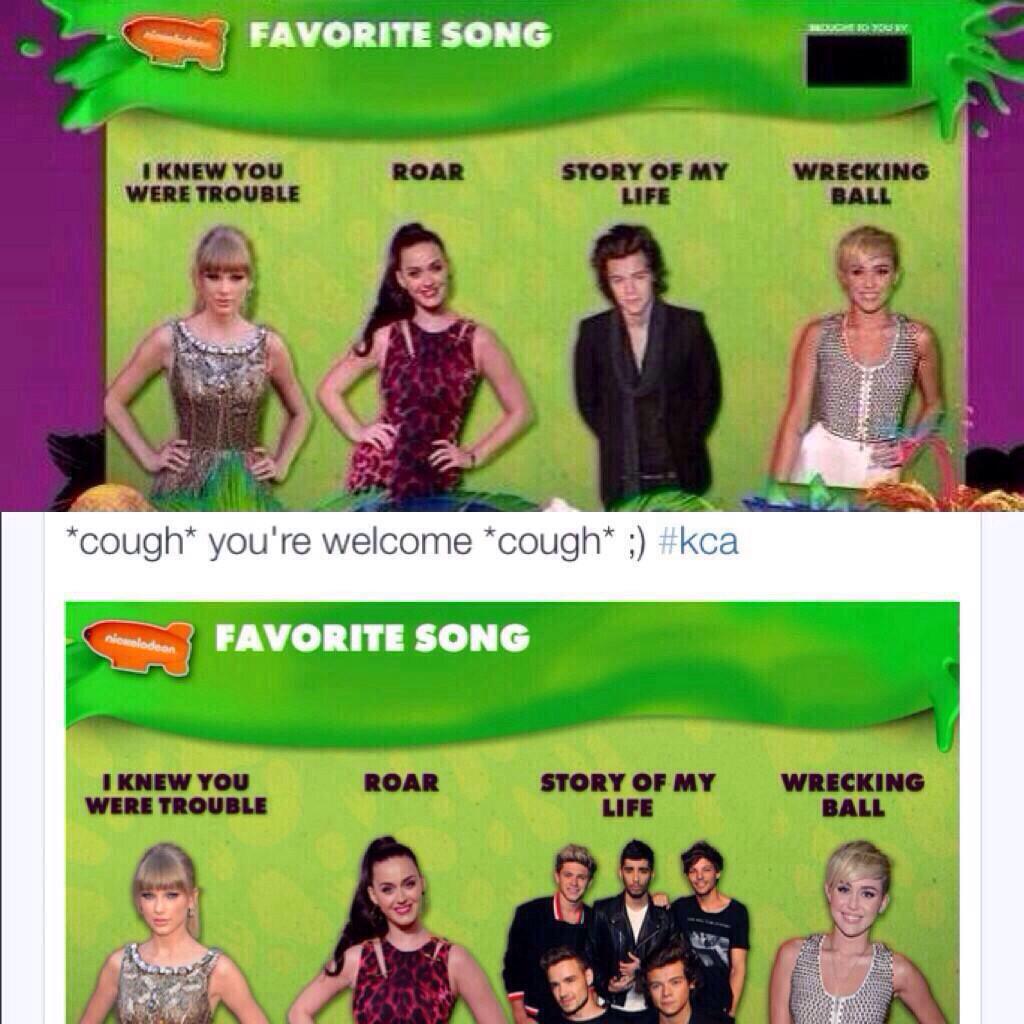 sacredzjm's tweet photo. Remember 2014 KCA's when we scared nickelodeon to change Harry's pic to 5/5

#KCA #Vote1DUK http://t.co/f8ii63zzJ6