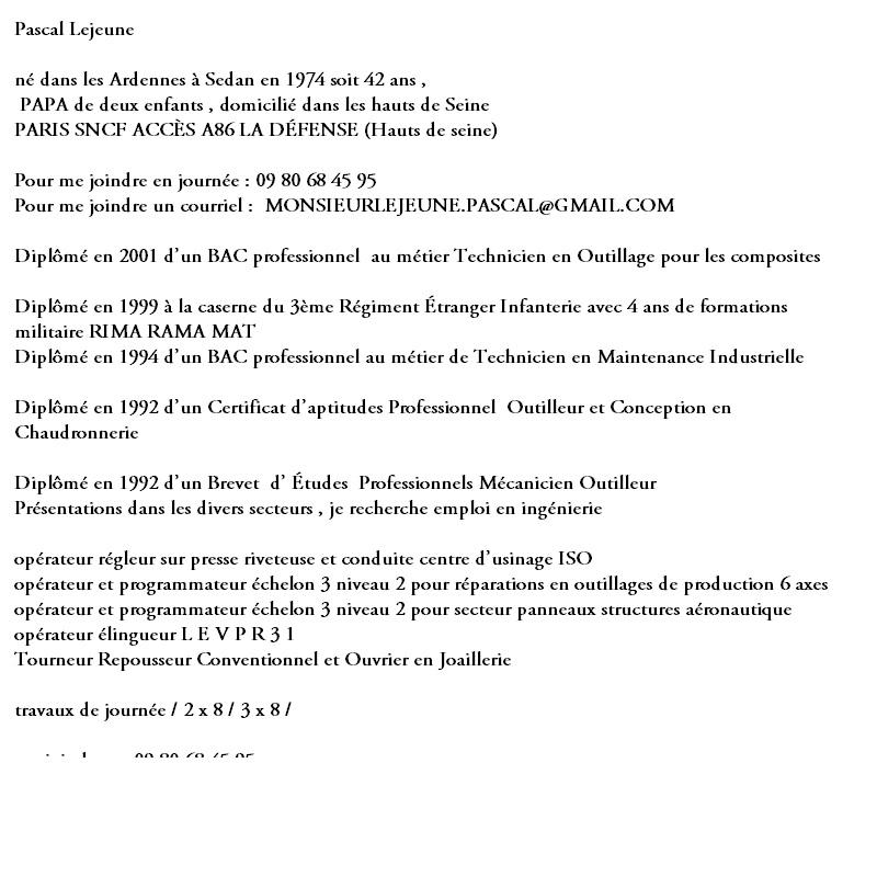 lejeunepapa's tweet image. #RecrutezMoi #France je propose mon CV pour une candidature #programmateur usinage sur prototype 09 80 68 45 95