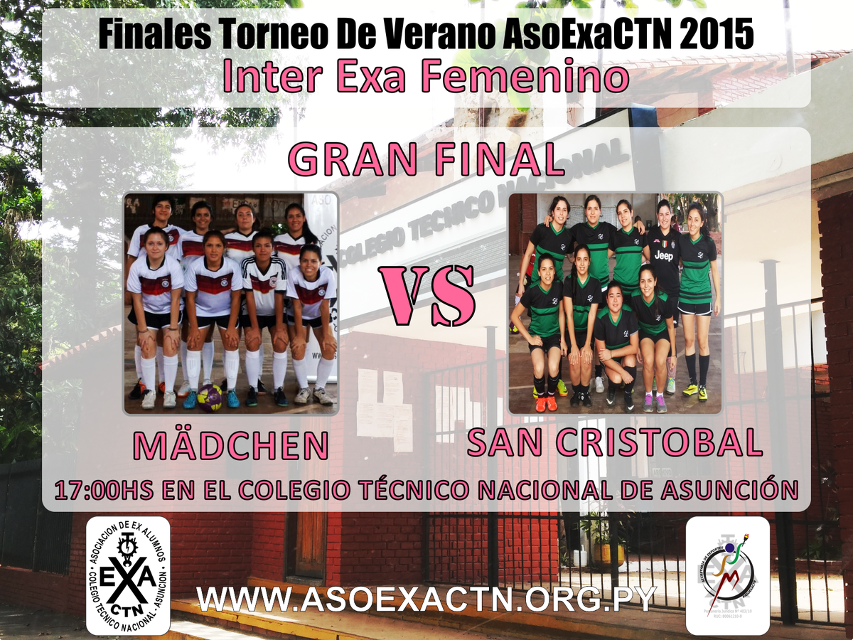 ExaCtnDeportes's tweet photo. ¡La Gran Final del #InterExaFemenino2015 de la mano de TU #AsoExaCTN! TODOS los detalles en: http://t.co/U9zQPaNC45 http://t.co/zXQs0hJNgX