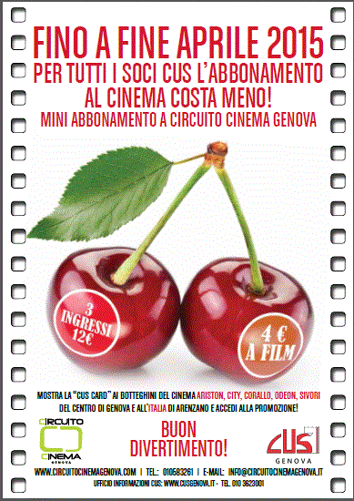 #SUPERPROMOZIONE #miniabbonamento 3 ingressi 12€ <a href="/CircuitoCinemaG/">CircuitoCinemaGenova</a> per i possessori della #cuscard <a href="/UniGenova/">Università di Genova</a>