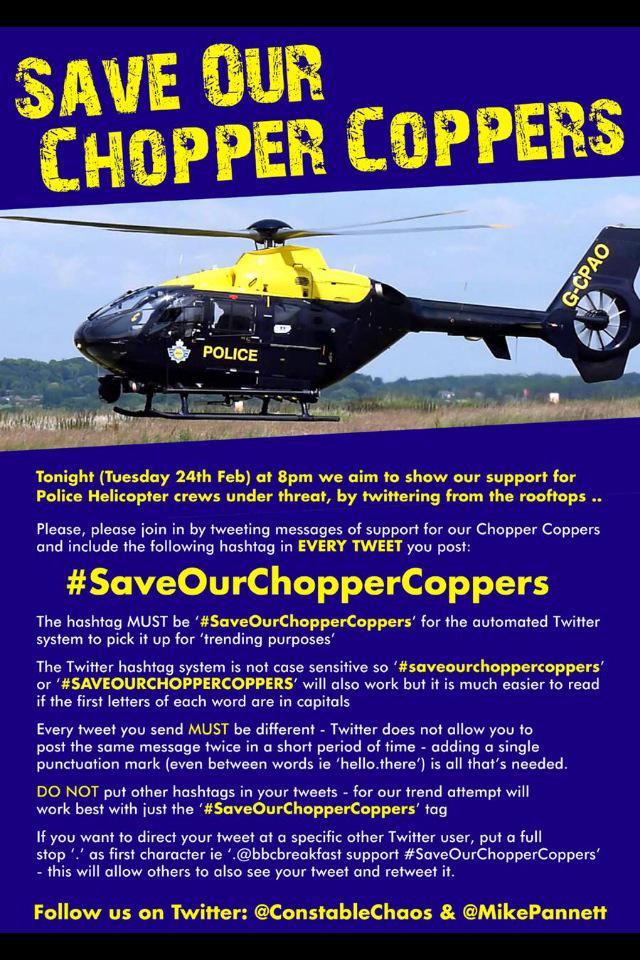 constablepolice's tweet image. Pls RT if you support retention of Police air cover in YOUR area #saveourchoppercoppers