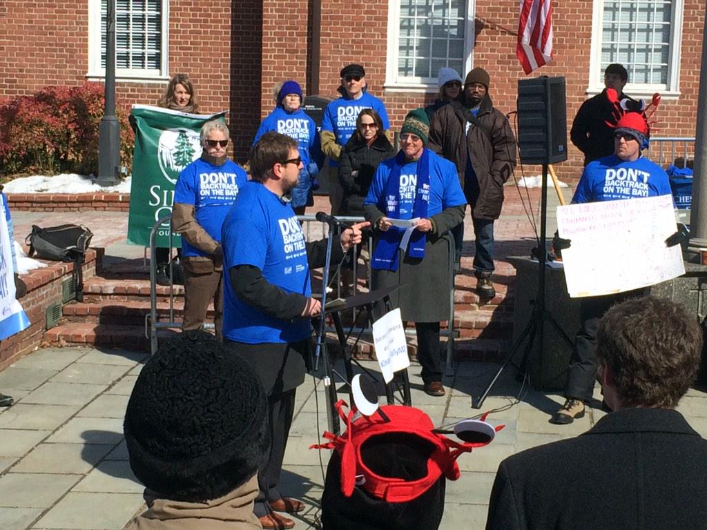 BlueWaterBmore's tweet photo. "The money we are spending to clean up pollution are creating jobs right here in MD." #CleanWaterRallyMD http://t.co/q109AZsYX3 @bcbolin
