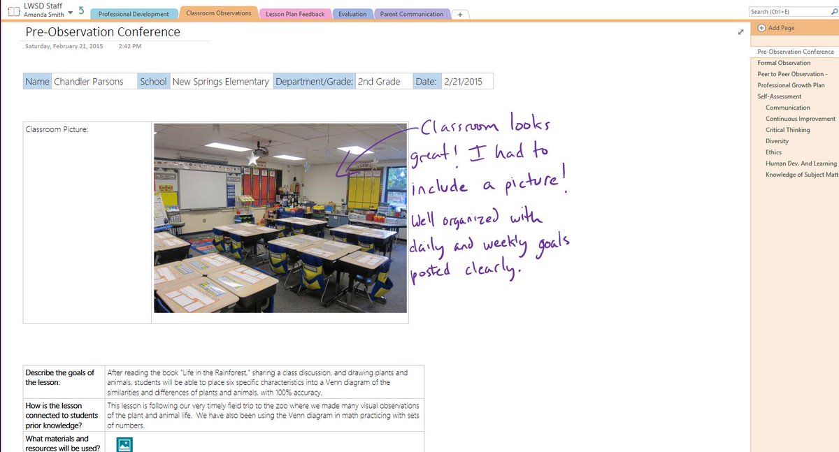 mtholfsen's tweet image. Modern classroom observation with #OneNoteStaff Notebooks bit.ly/1zD3Y0Q #edtech #cpchat #MIEExpert15