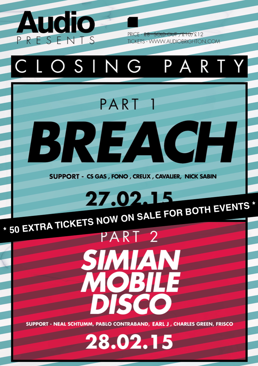 50 extra tickets released for our closing parties with <a href="/benwestbeech/">benwestbeech</a> &amp; <a href="/smdisco/">Simian Mobile Disco</a> this weekend! bit.ly/1Dacur6
