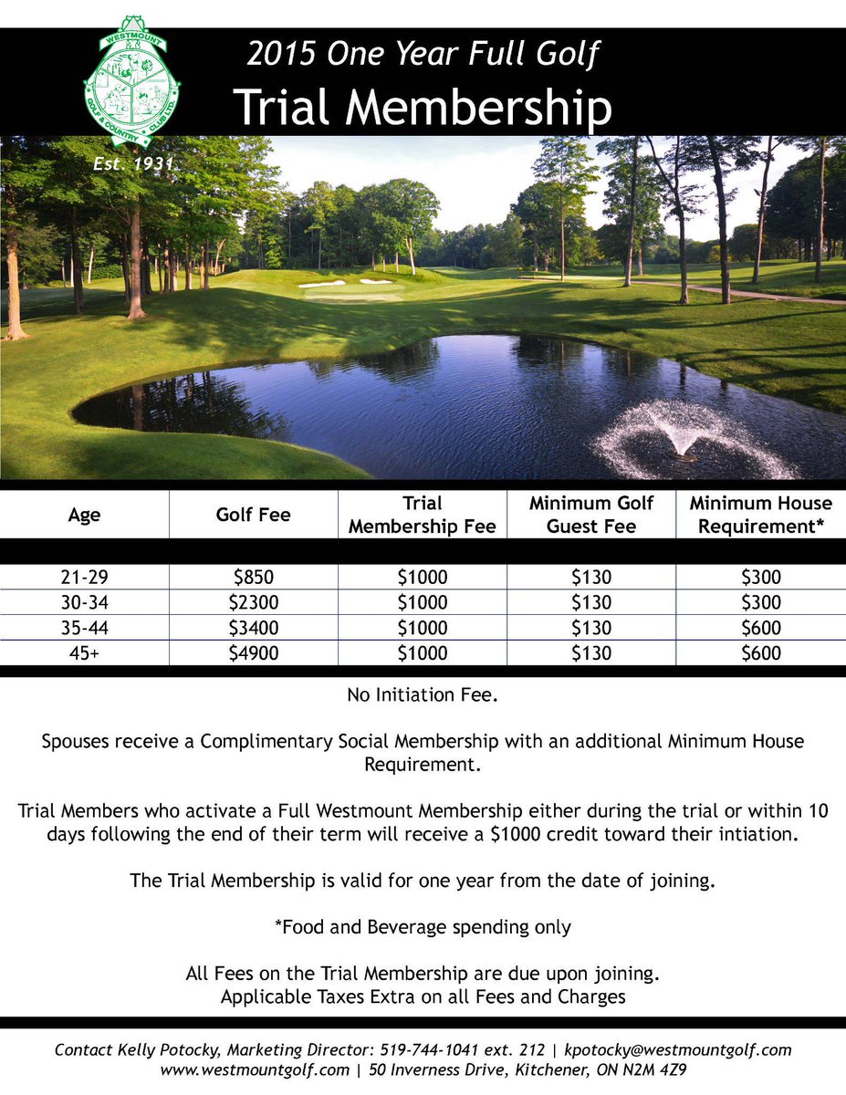 Westmount Golf Cc On Twitter Check Out Our One Year Full Golf