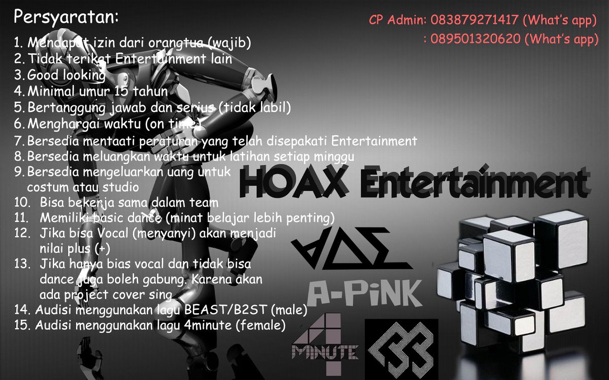 glomy_official's tweet photo. HOAX Entertainment open auditions. Audition at DEPOK
More info contact Admin: 083879271417, 089501320620 (What's app) http://t.co/UmL9b90rT5