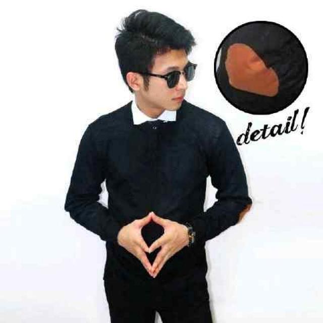 Three button knit Sweater elbow black | 120 | ribuSize : Fit L minat ? Sms 081222732487 pin 525f296c