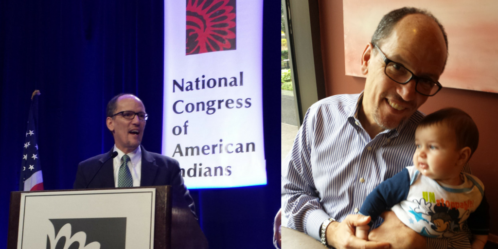 peterlmorris's tweet photo. Gr8 to have @LaborSec @NCAI1944 conf engaging w/ 100s of tribal leaders - pic of him 2day and mtg my youngest in Dec http://t.co/A9wTUydP0L
