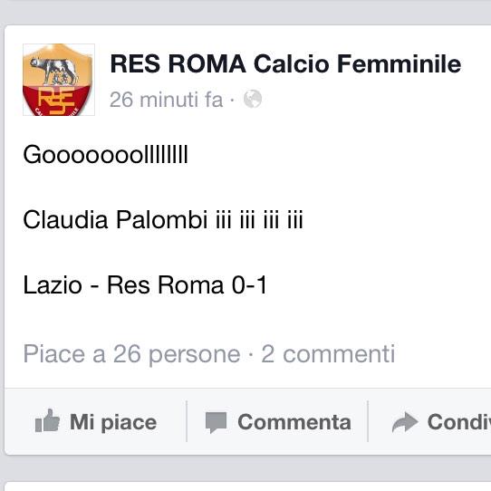 ResRomaCalcioFe's tweet photo. #ResRomaLazio Gooool #Palombi http://t.co/WYRmG9nd7Z