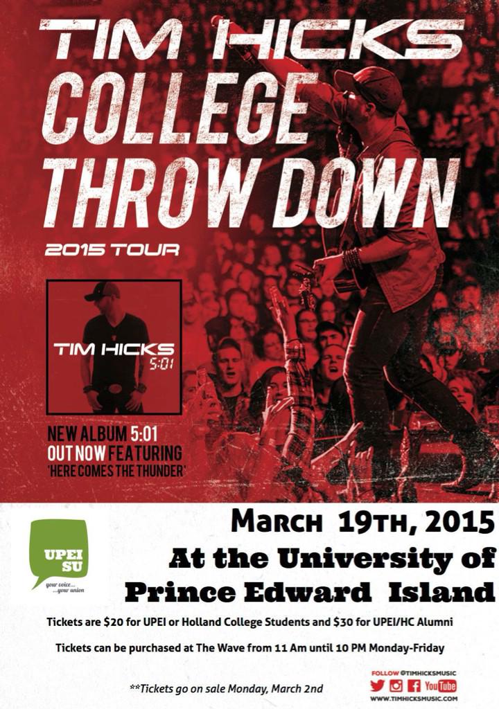 UPEISU's tweet photo. Look who's coming to #UPEI on March 19!! @timhicksmusic http://t.co/JCzau7FbWp