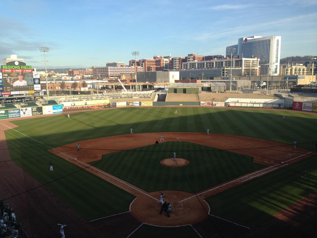 BhamBarons's tweet photo. Baseball is back at #RegionsField as @UAB_Baseball hosts Alabama A&amp;M today. Still time to come out to the ballpark. http://t.co/WkhpF8JbaR