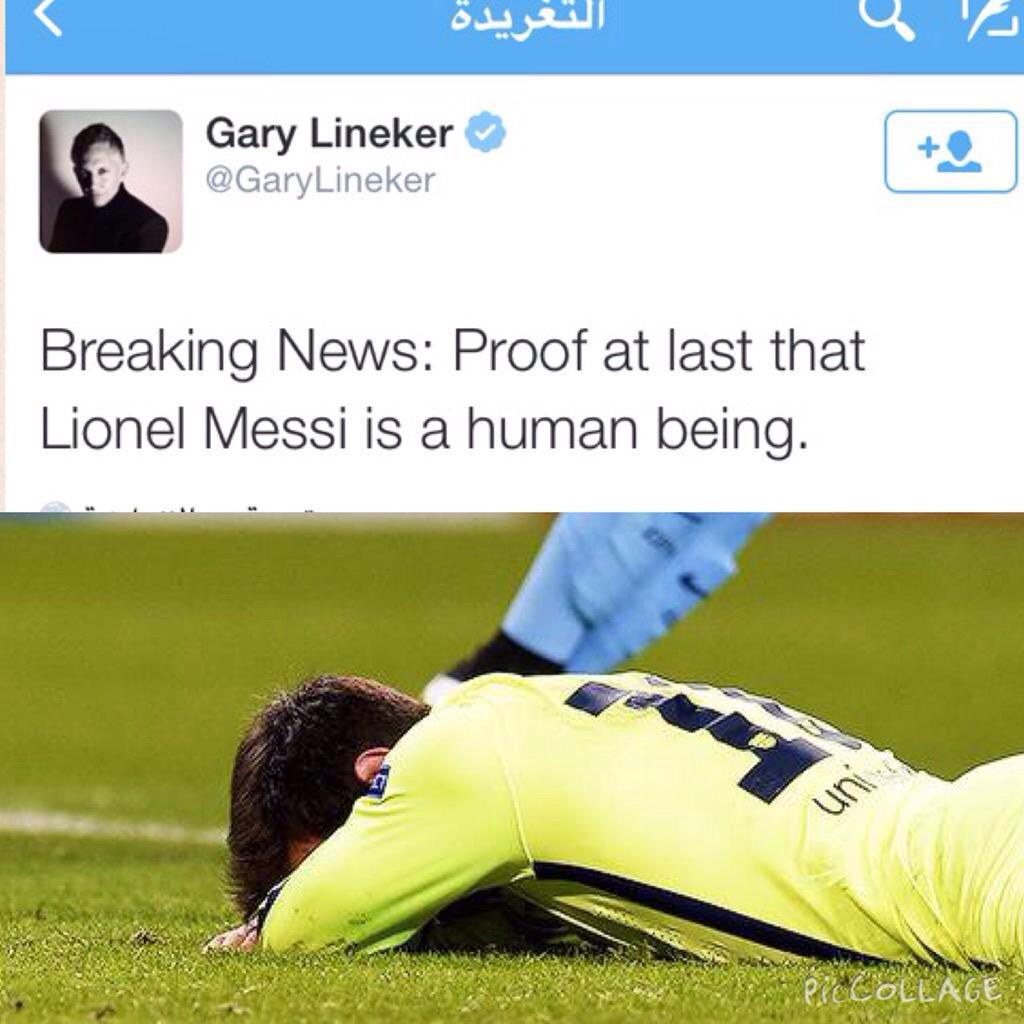 Silva_Cp5's tweet photo. غاري لينكر بعد إضاعة ميسي لركلة جزاء : " على الأقل ذلك أثبت لي أنه كائن بشري "

أعظم وصف بـ | التاريخ ❤❤ . http://t.co/5aNR5BsZCA