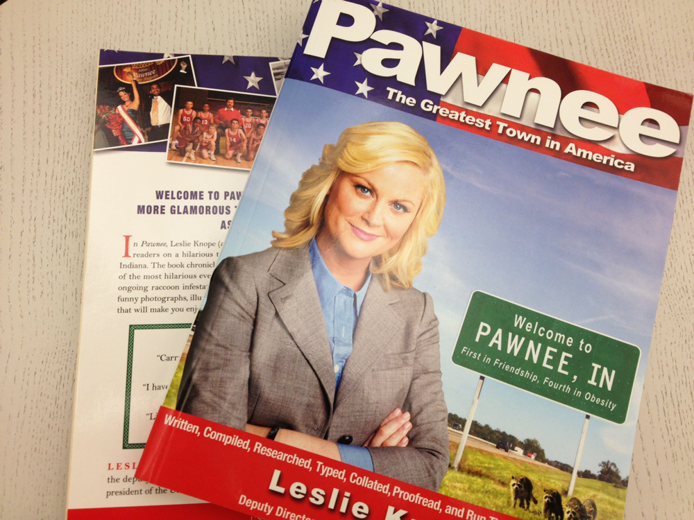 parksandrec's tweet photo. RETWEET for a chance to win a copy of Pawnee: The Greatest Town in America! #ParksFarewell #ParksandPrizes2 http://t.co/rZdmFa9yEe