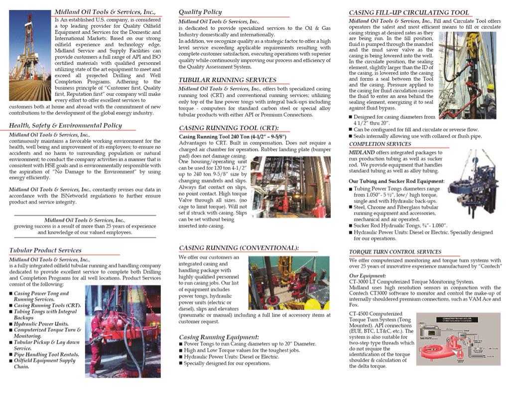 midlandoiltool's tweet image. Our Casing Running Services TRIFOLD #2.  #casingrunning #pickuplaydown #completions