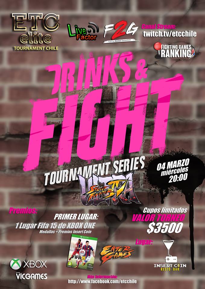 ETCChile's tweet photo. Se viene la 9° fecha de los #DAFTS en @InsertCoinBar . El primer circuito de juegos de peleas en Chile. No faltes! http://t.co/RXlC6uhAuO
