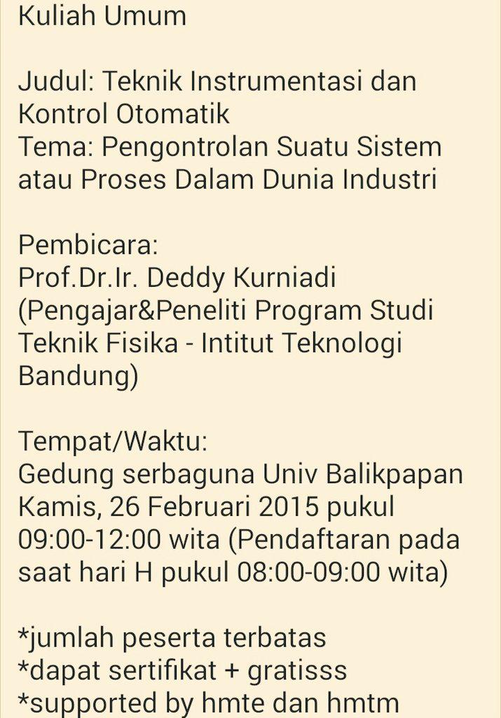 Kuliah Umum utk kawan-kawan Mahasiswa T.Elektro dan T.Mesin