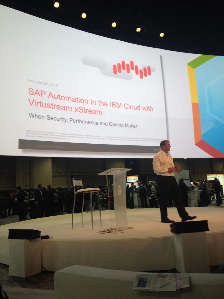 SallyAEgan's tweet image. On stage #IBMInterConnect @virtustream @sap automation in the #IBMSoftlayer #cloud