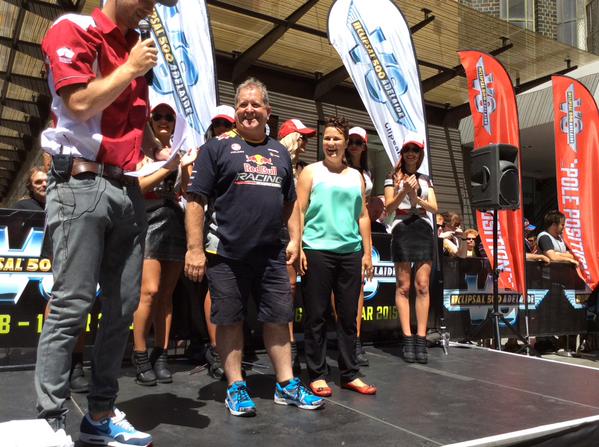 @Clipsal500: Astrid and Alan, part of Team Jamie and Team Craig. About to perfect the art of a pit stop. #Clipsal500