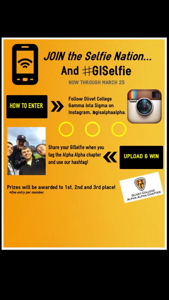 GISAlphaAlpha's tweet photo. #ReadySetGo, enter into the Olivet College #GISelfie contest NOW! For official rules visit our Instagram or Facebook. http://t.co/uGNNuW6KI3
