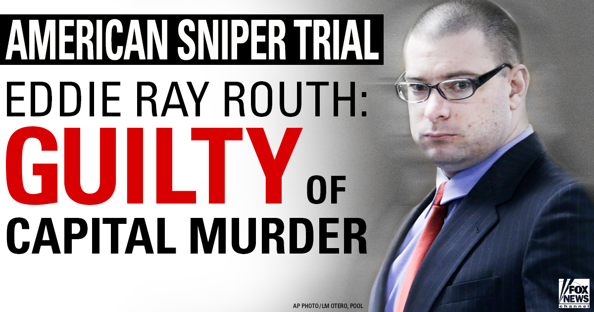 FoxNews's tweet photo. BREAKING: Former Marine found guilty in 'American Sniper' trial http://t.co/X5OQ2Pz8JU http://t.co/mgE4C5KPn7